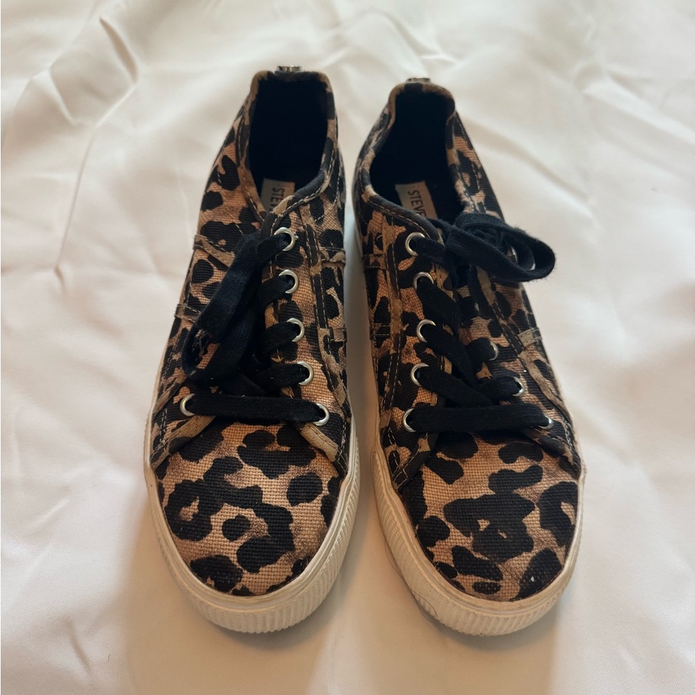 Steve Madden Leopard Print Canvas Sneakers with Black Laces